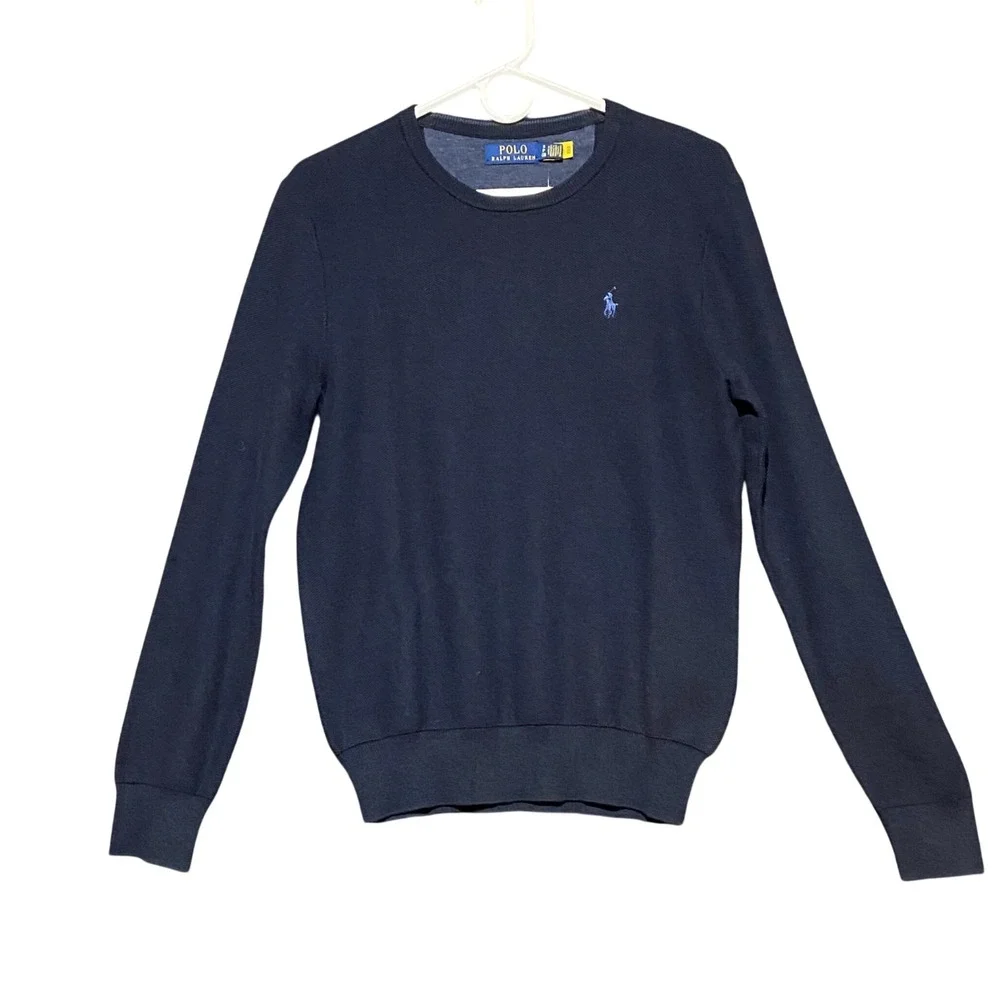 Polo Ralph Lauren Mens Size S Mesh-Knit Cotton Crewneck Sweater Navy Classic NWT